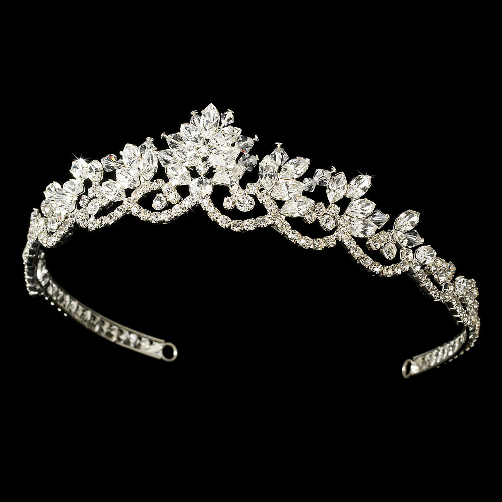 Vintage Crystal Bridal Tiara #7009 – Rhodium-Plated Wedding Crown